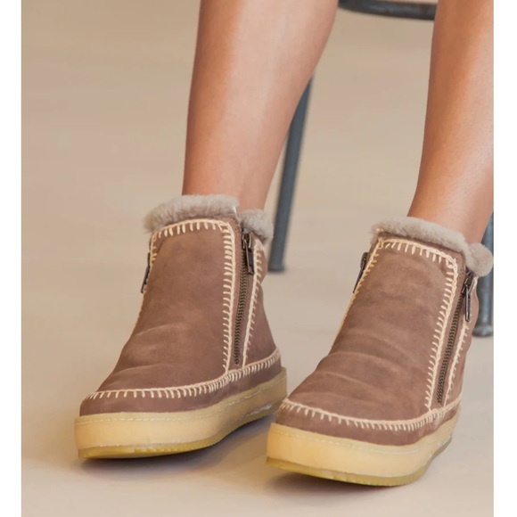Free people NWT Laidback London Shearling setsu Camel suede Ankle Boot Best❤️🌈 - Picture 1 of 12